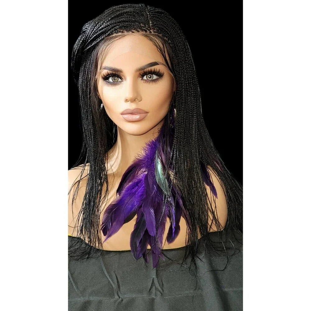 Jet Black Micro Million Braids Full Lace Wig NWT LONG - Picture 12 of 16